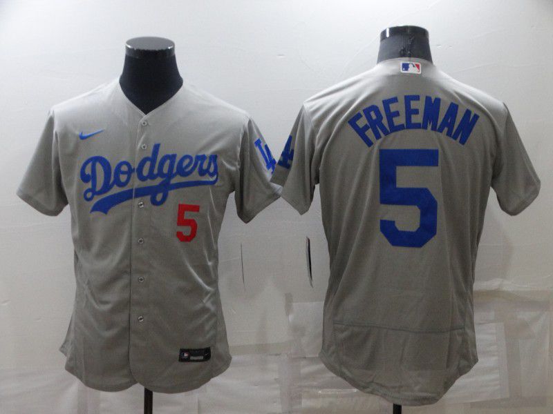 Men Los Angeles Dodgers #5 Freddie Freeman Grey Nike Elite 2022 MLB Jersey->los angeles dodgers->MLB Jersey